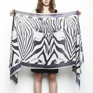 SCARF, 70% Wool & 30% Cotton, ZEBRA Abstract